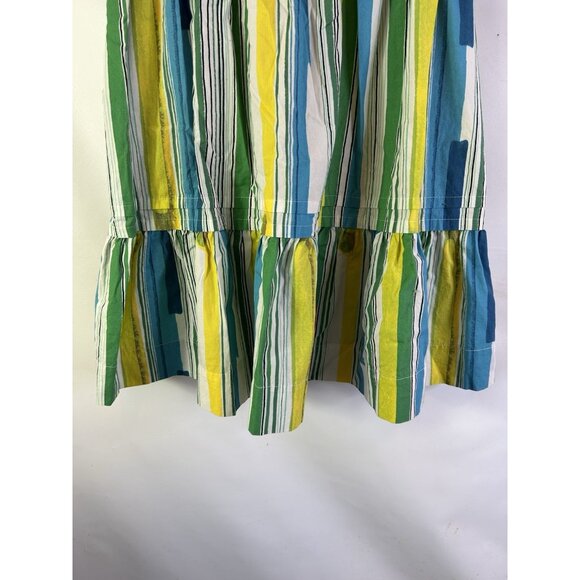 Anthropologie Rainbow Stripe Tiered Puff Sleeve Mini Dress - Picture 2 of 8